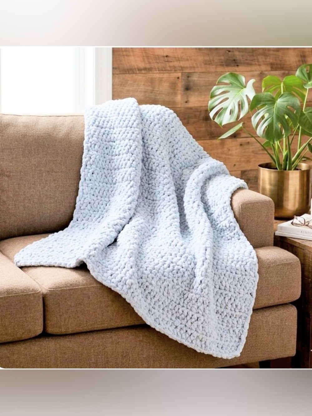 NEW Handmade Chunky Crochet Throw Blanket – Cozy Light Blue